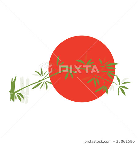 Silhouette Bamboo and Sun, Isolated Silhouette Bamboo and Sun, Isolated 25061590