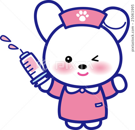 動物護士可愛動物護士注射器注射器兔子足跡 25061995