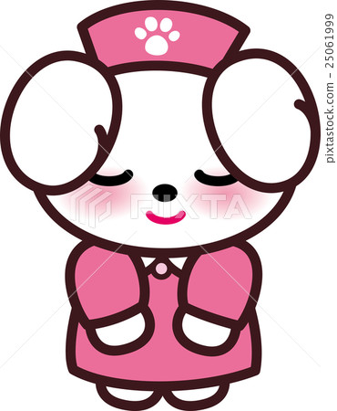 動物護士逗人喜愛的動物護士問候兔子的腳印獎勵 25061999