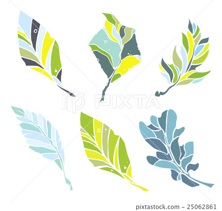 Sketch leaves elements set Sketch leaves elements set 25062861