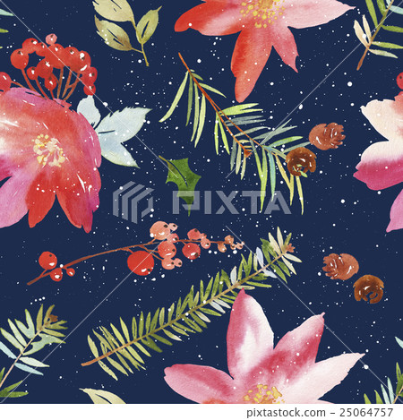 Watercolor seamless Christmas pattern - Stock Illustration [25064757 ...