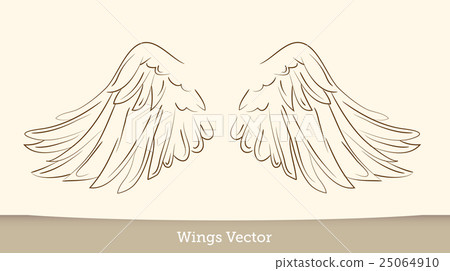 Sketch illustration of wings on white background 25064910