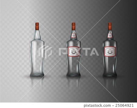 Glass vodka bottle with screw cap. Glass vodka bottle with screw cap. 25064921