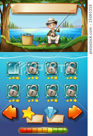 Game template with man fishing in background 25065358