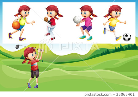 Girl playing golf and other sports Girl playing golf and other sports 25065401