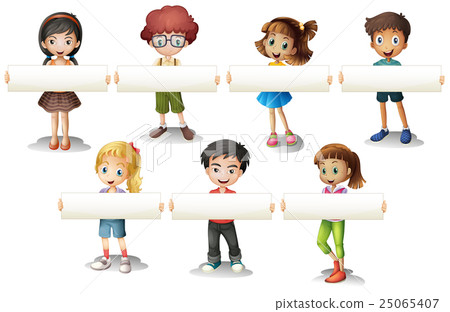 Boys and girls holding banner Boys and girls holding banner 25065407