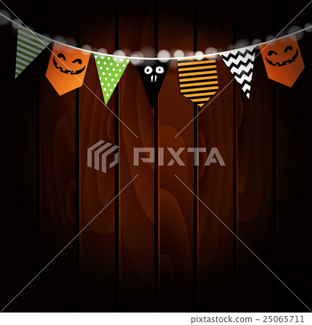 Halloween greeting card, invitation. Party flags 25065711