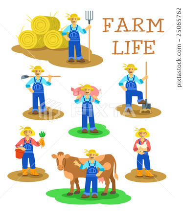Farmers men and women working on farm 25065762