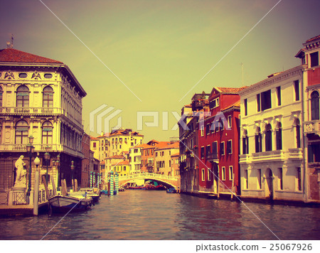 View from Grand Canal in Venice, vintage toned 25067926