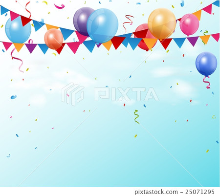 Colorful birthday bunting flags and balloons with Colorful birthday bunting flags and balloons with 25071295