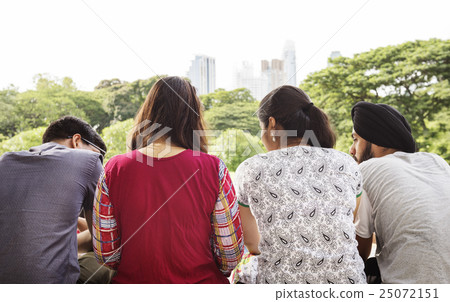 Friends Relaxing Park Back Concept 25072151