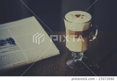 Coffee Newspaper Reading Morning Concept 25072680