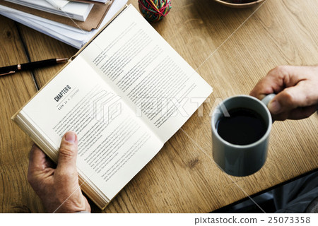 Coffee Break Reading Travel Book Lifestyle Concept Coffee Break Reading Travel Book Lifestyle Concept 25073358