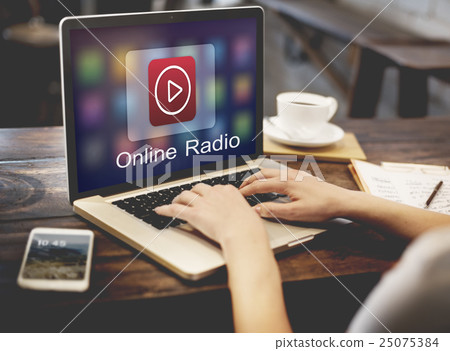 Digital Music Streaming Multimedia Entertainment Online Concept 25075384