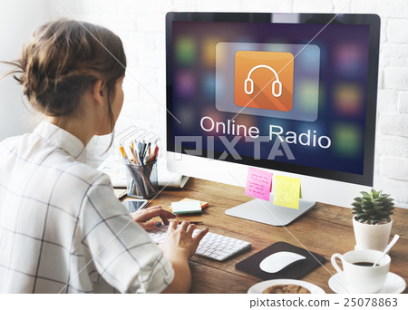 Digital Music Streaming Multimedia Entertainment Online Concept Digital Music Streaming Multimedia Entertainment Online Concept 25078863