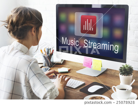 Digital Music Streaming Multimedia Entertainment Online Concept 25078928