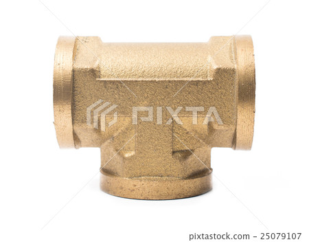 Brass water-pipe isolated on white background 25079107