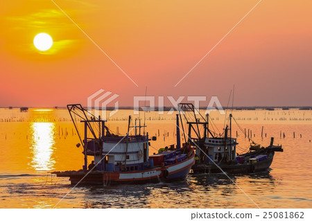 Large fishing boat going out for a sunset cruise Large fishing boat going out for a sunset cruise 25081862
