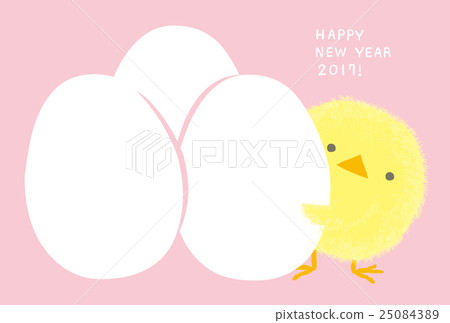 New Year's cards with chicks and eggs 25084389