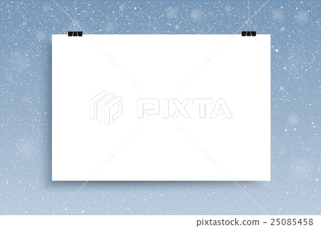 Falling snow vector. Mockup. White sheet. 25085458