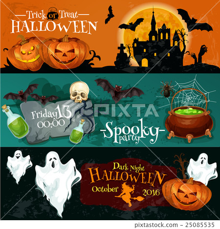 Traditional Halloween invitation banners with text 25085535