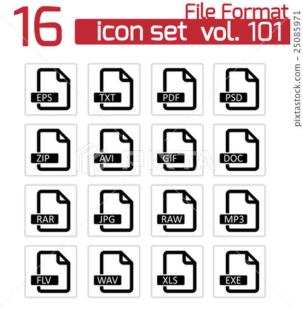 Vector black file format icons set - Stock Illustration [25085971] - PIXTA