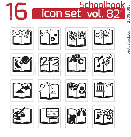 Vector black schoolbooks icon set 25085989