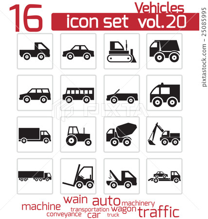 Vector black vehicle icon set - Stock Illustration [25085995] - PIXTA