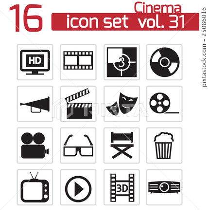 Vector black cinema icon set - Stock Illustration [25086016] - PIXTA
