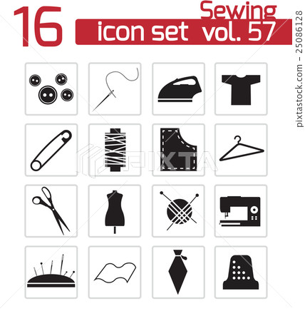 Vector black sewing icons set - Stock Illustration [25086128] - PIXTA