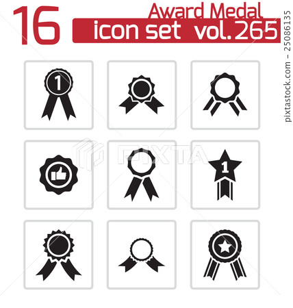 Vector black award medal icons set Vector black award medal icons set 25086135