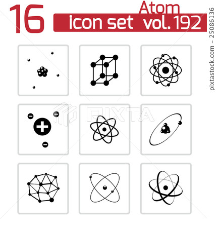 Vector black atom icons set 25086136
