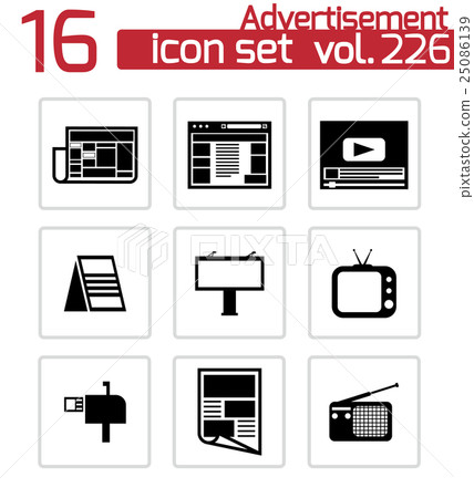 Vector black advertisement icons set 25086139