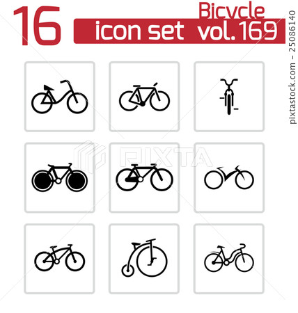 Vector black bicycle icons set 25086140