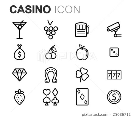 Vector black line casino icons set Vector black line casino icons set 25086711