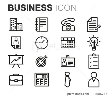 Vector black line business icons set - Stock Illustration [25086714 ...