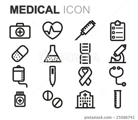 Vector black line medical icons set - Stock Illustration [25086741] - PIXTA