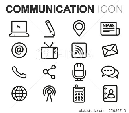 Vector black line communication icons set - Stock Illustration ...