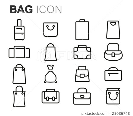 Vector black line bag icons set - Stock Illustration [25086748] - PIXTA