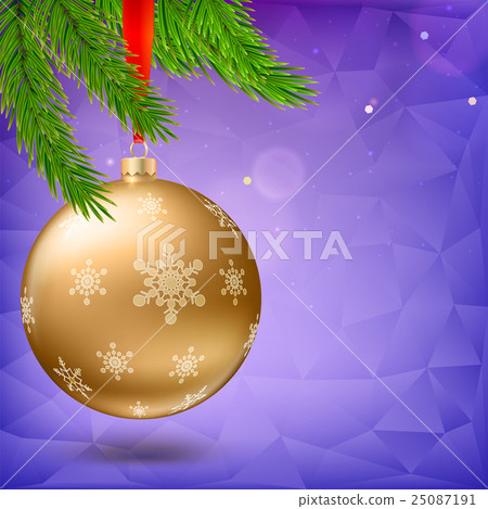 Christmas ball, green fir branches, tirangles 25087191