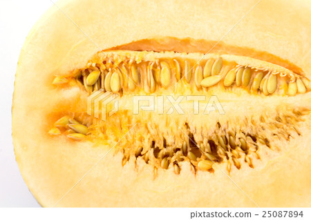 Half on cantaloupe on white background Half on cantaloupe on white background 25087894