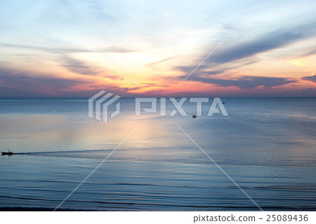 beautiful sunrise with fishing boat in the sea beautiful sunrise with fishing boat in the sea 25089436