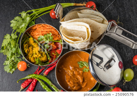 General curry lunch meals in India chapati and curry lunch General curry lunch meals in India chapati and curry lunch 25090576