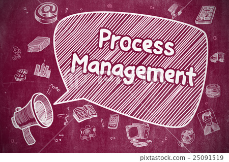 Process Management - Doodle Illustration on Red 25091519