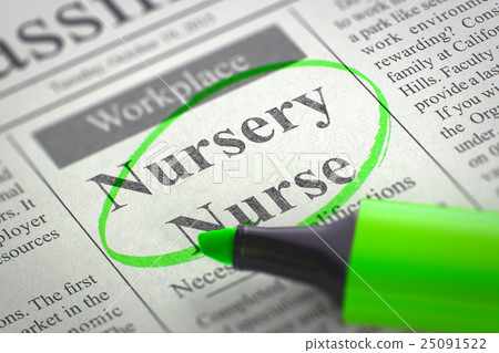 Nursery Nurse Hiring Now. 3D. 25091522