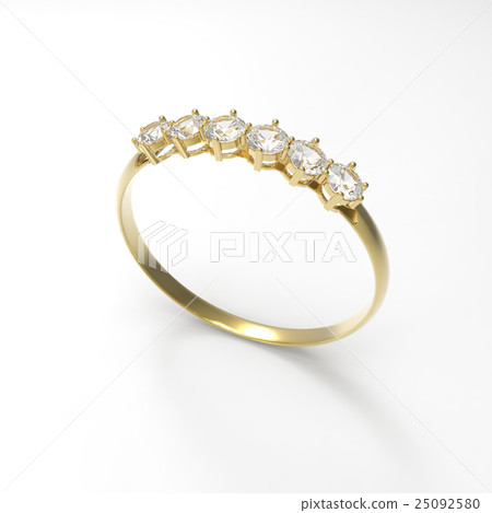 Golden wedding ring wiith diamond. 3D illustration 25092580