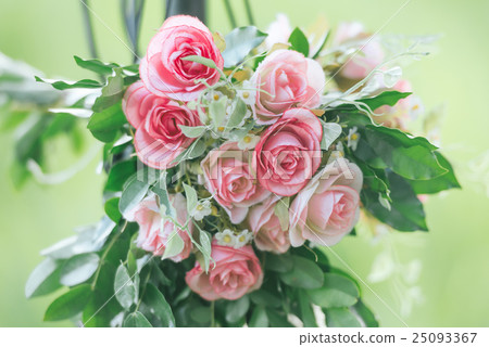 Pink fabric rose flowers bouque vintage Pink fabric rose flowers bouque vintage 25093367