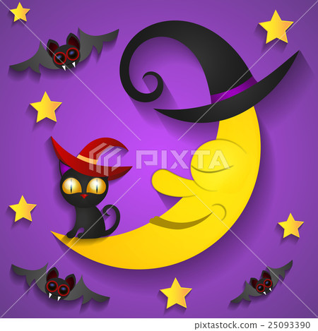 Halloween background with moon in the purple sky Halloween background with moon in the purple sky 25093390