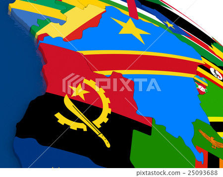 Democratic Republic of Congo on 3D map with flags - Stock Illustration ...