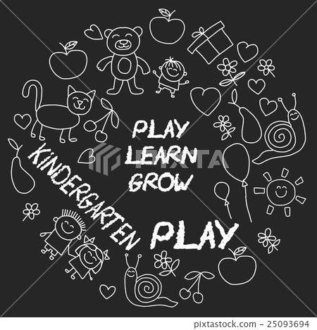 Play Learn and grow together Image on blackboard 25093694